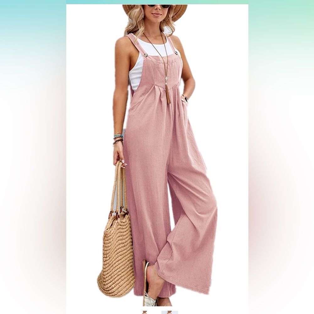 Pink Linen Overalls Small
